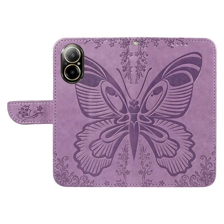 For Realme C67 4G PU Leather Phone Case Imprinted Pattern Wallet Phone Cover with Strap
