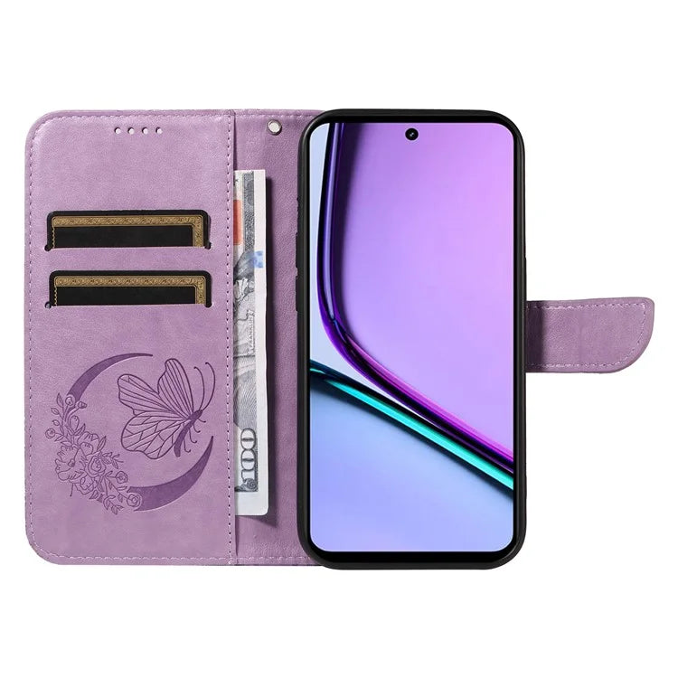 For Realme C67 4G PU Leather Phone Case Imprinted Pattern Wallet Phone Cover with Strap