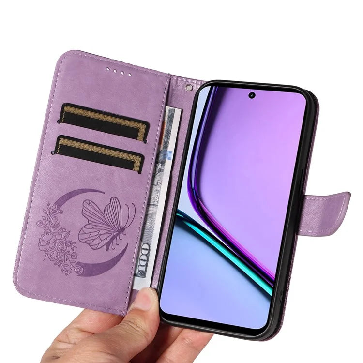 For Realme C67 4G PU Leather Phone Case Imprinted Pattern Wallet Phone Cover with Strap