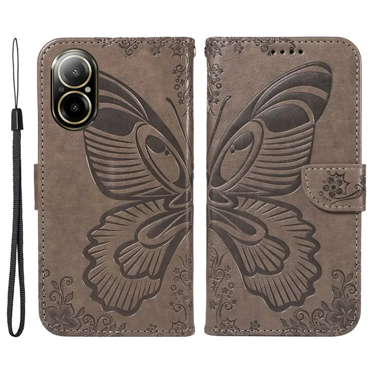 For Realme C67 4G PU Leather Phone Case Imprinted Pattern Wallet Phone Cover with Strap