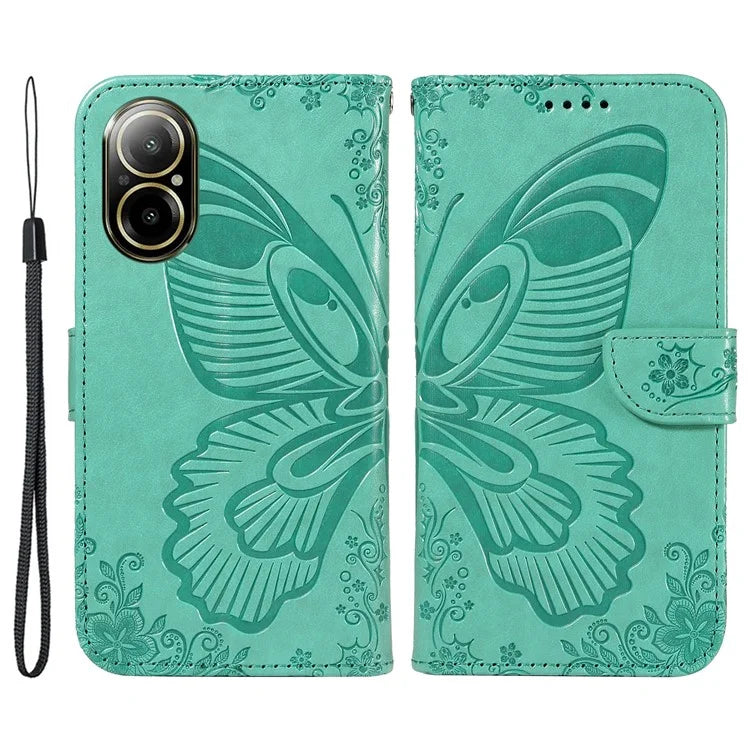 For Realme C67 4G PU Leather Phone Case Imprinted Pattern Wallet Phone Cover with Strap