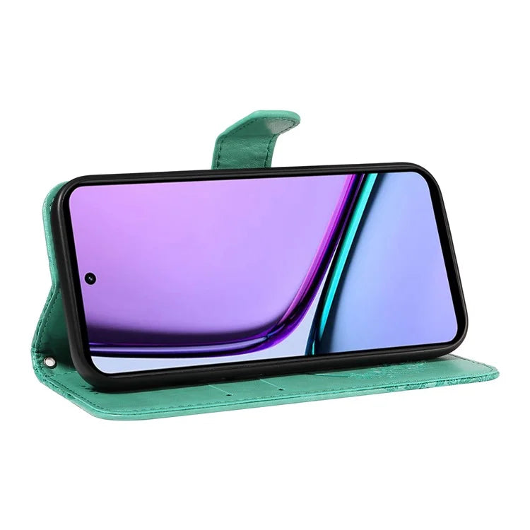 For Realme C67 4G PU Leather Phone Case Imprinted Pattern Wallet Phone Cover with Strap