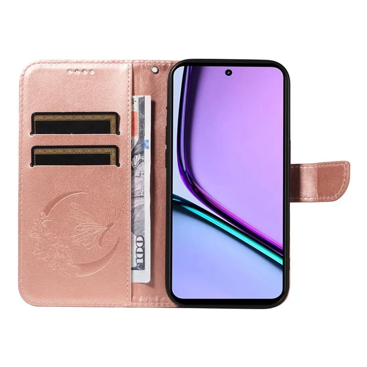 For Realme C67 4G PU Leather Phone Case Imprinted Pattern Wallet Phone Cover with Strap