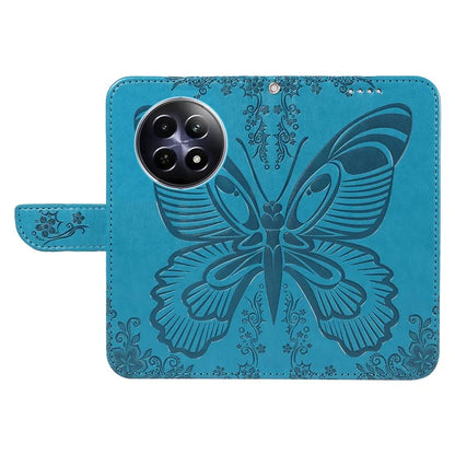 For Realme 12 5G Phone Stand Case Butterfly Imprint Leather Wallet Phone Cover with Strap