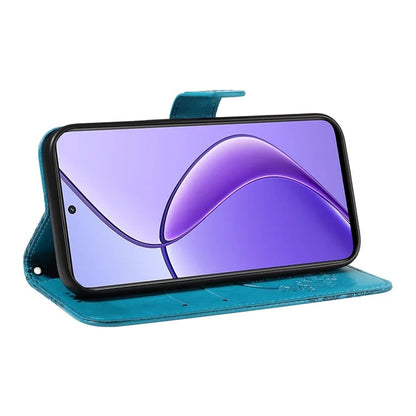 For Realme 12 5G Phone Stand Case Butterfly Imprint Leather Wallet Phone Cover with Strap