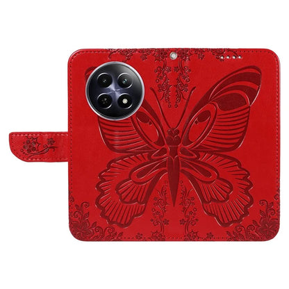 For Realme 12 5G Phone Stand Case Butterfly Imprint Leather Wallet Phone Cover with Strap