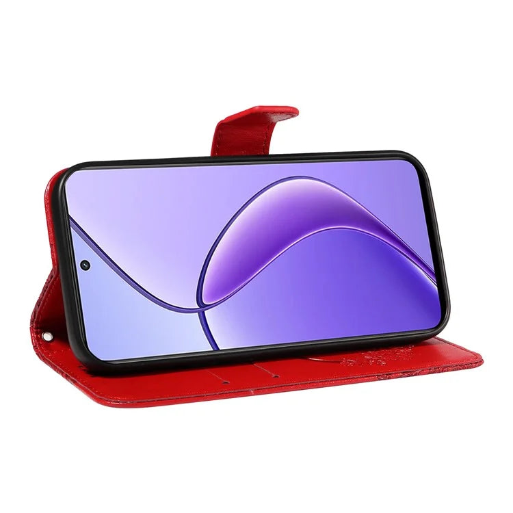 For Realme 12 5G Phone Stand Case Butterfly Imprint Leather Wallet Phone Cover with Strap