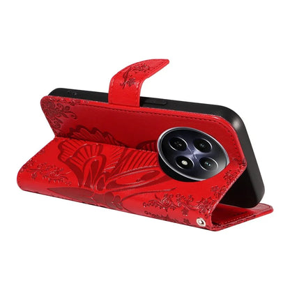 For Realme 12 5G Phone Stand Case Butterfly Imprint Leather Wallet Phone Cover with Strap