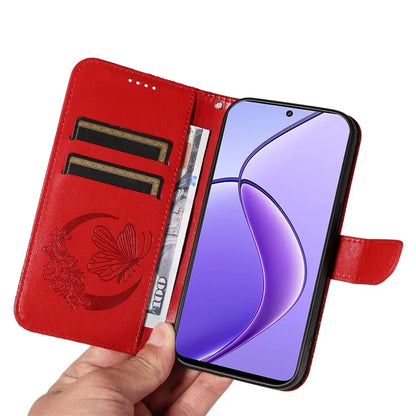 For Realme 12 5G Phone Stand Case Butterfly Imprint Leather Wallet Phone Cover with Strap