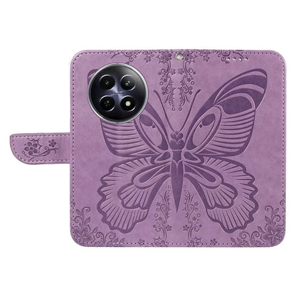 For Realme 12 5G Phone Stand Case Butterfly Imprint Leather Wallet Phone Cover with Strap