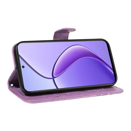 For Realme 12 5G Phone Stand Case Butterfly Imprint Leather Wallet Phone Cover with Strap