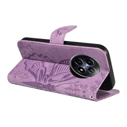 For Realme 12 5G Phone Stand Case Butterfly Imprint Leather Wallet Phone Cover with Strap