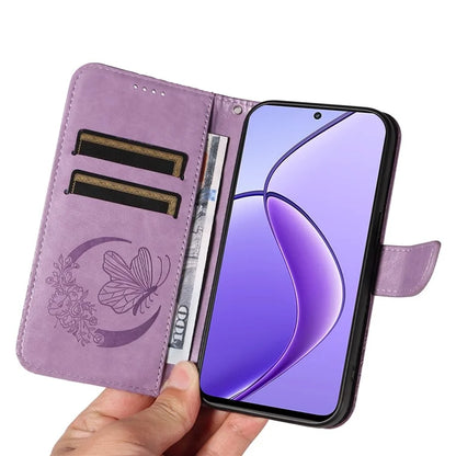 For Realme 12 5G Phone Stand Case Butterfly Imprint Leather Wallet Phone Cover with Strap