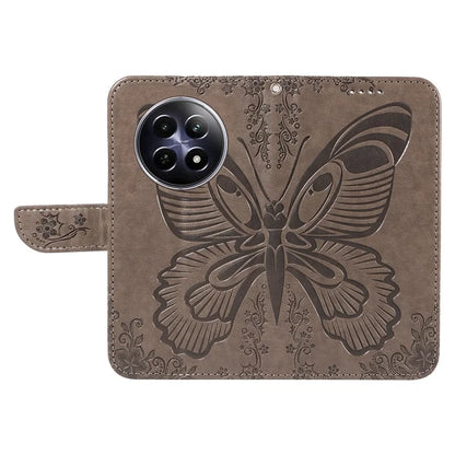 For Realme 12 5G Phone Stand Case Butterfly Imprint Leather Wallet Phone Cover with Strap