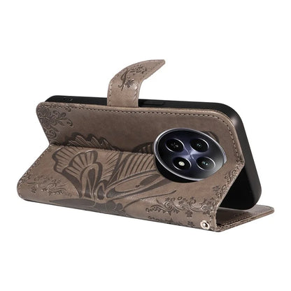 For Realme 12 5G Phone Stand Case Butterfly Imprint Leather Wallet Phone Cover with Strap