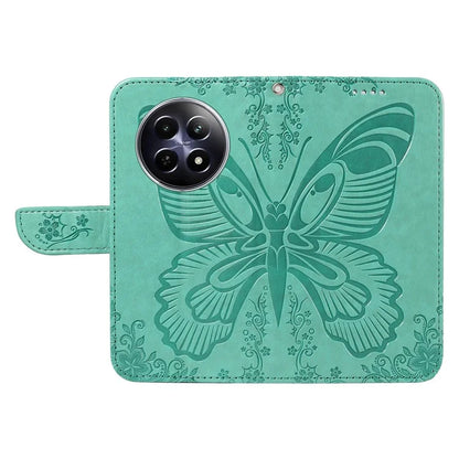 For Realme 12 5G Phone Stand Case Butterfly Imprint Leather Wallet Phone Cover with Strap