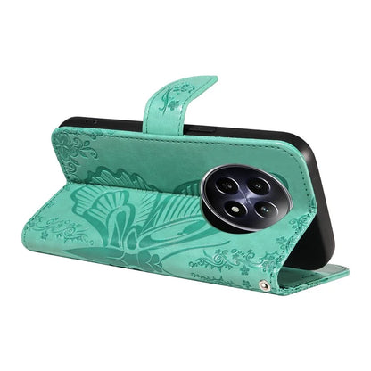 For Realme 12 5G Phone Stand Case Butterfly Imprint Leather Wallet Phone Cover with Strap