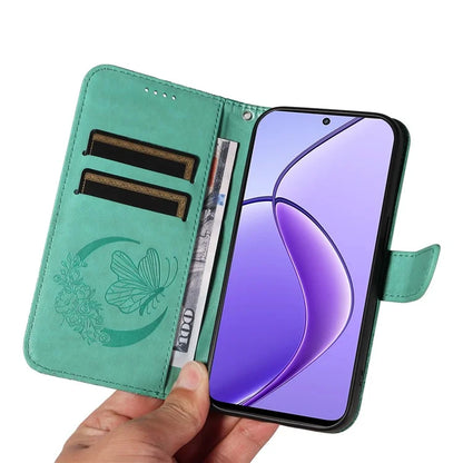 For Realme 12 5G Phone Stand Case Butterfly Imprint Leather Wallet Phone Cover with Strap