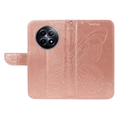For Realme 12 5G Phone Stand Case Butterfly Imprint Leather Wallet Phone Cover with Strap