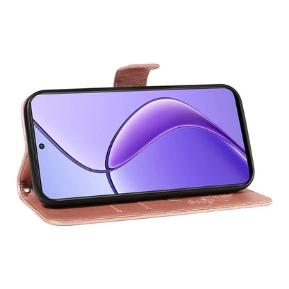 For Realme 12 5G Phone Stand Case Butterfly Imprint Leather Wallet Phone Cover with Strap