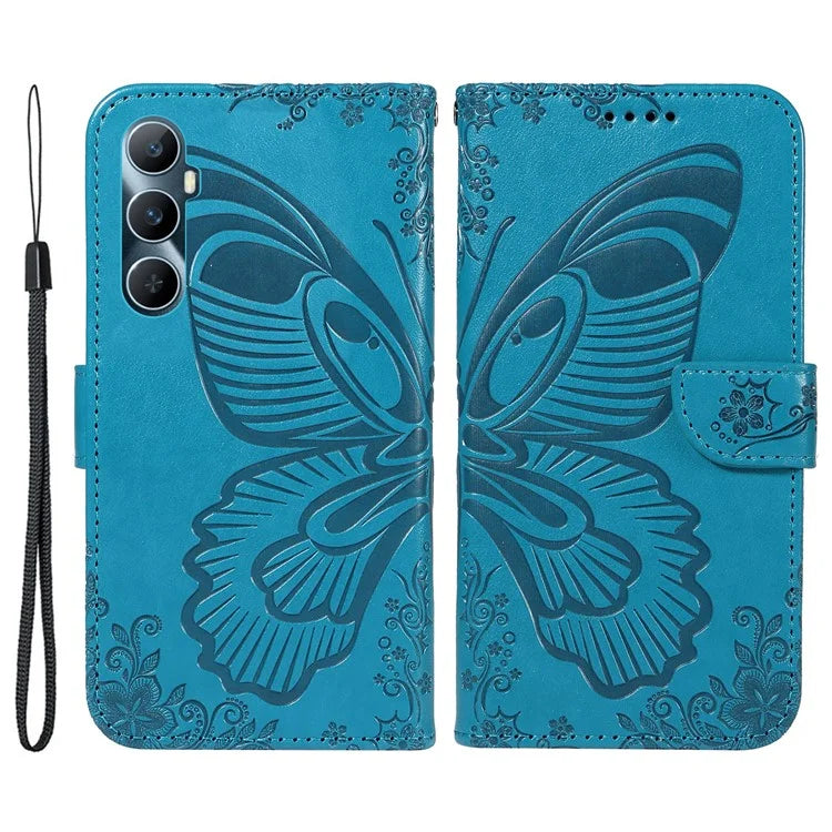 For Realme C65 4G Wholesale Phone Case Butterfly Pattern PU Leather Flip Phone Cover