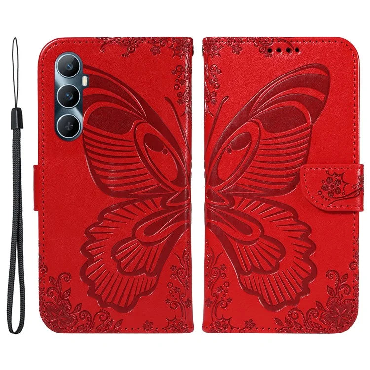 For Realme C65 4G Wholesale Phone Case Butterfly Pattern PU Leather Flip Phone Cover