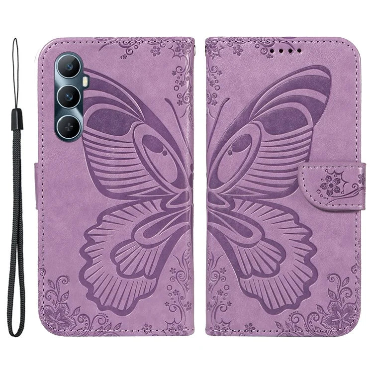 For Realme C65 4G Wholesale Phone Case Butterfly Pattern PU Leather Flip Phone Cover