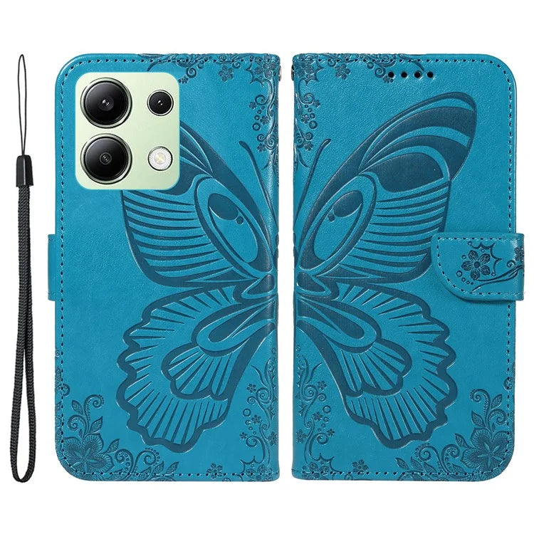For Xiaomi Redmi Note 13 4G Imprinted Butterfly Pattern Wholesale Phone Case PU Leather Flip Phone Cover