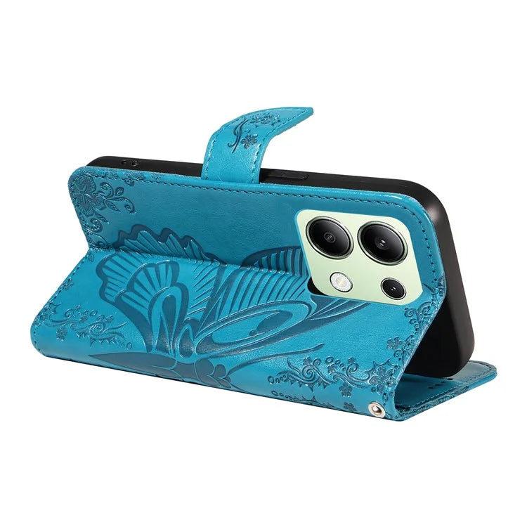 For Xiaomi Redmi Note 13 4G Imprinted Butterfly Pattern Wholesale Phone Case PU Leather Flip Phone Cover