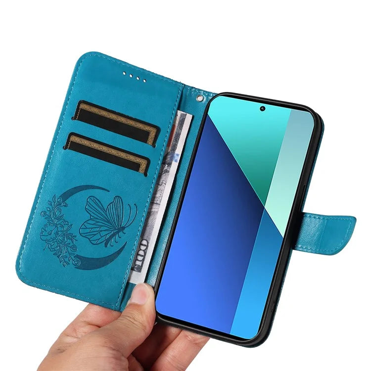 For Xiaomi Redmi Note 13 4G Imprinted Butterfly Pattern Wholesale Phone Case PU Leather Flip Phone Cover
