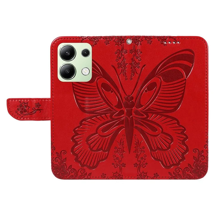 For Xiaomi Redmi Note 13 4G Imprinted Butterfly Pattern Wholesale Phone Case PU Leather Flip Phone Cover