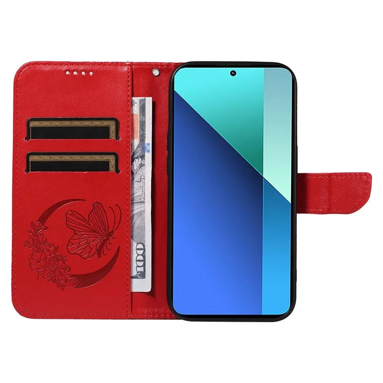 For Xiaomi Redmi Note 13 4G Imprinted Butterfly Pattern Wholesale Phone Case PU Leather Flip Phone Cover