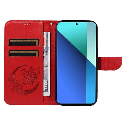 For Xiaomi Redmi Note 13 4G Imprinted Butterfly Pattern Wholesale Phone Case PU Leather Flip Phone Cover