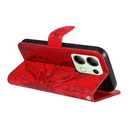 For Xiaomi Redmi Note 13 4G Imprinted Butterfly Pattern Wholesale Phone Case PU Leather Flip Phone Cover