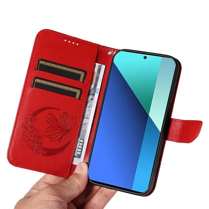 For Xiaomi Redmi Note 13 4G Imprinted Butterfly Pattern Wholesale Phone Case PU Leather Flip Phone Cover