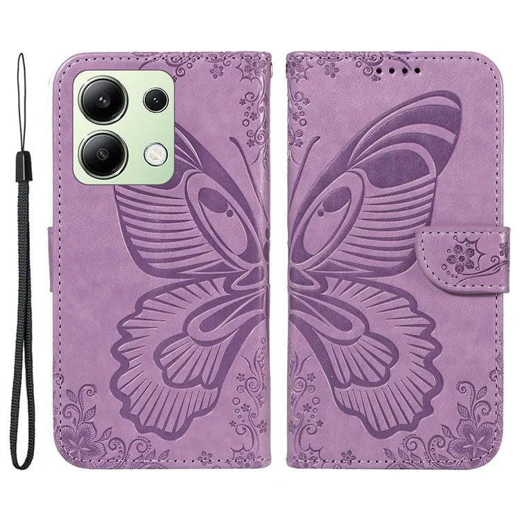 For Xiaomi Redmi Note 13 4G Imprinted Butterfly Pattern Wholesale Phone Case PU Leather Flip Phone Cover