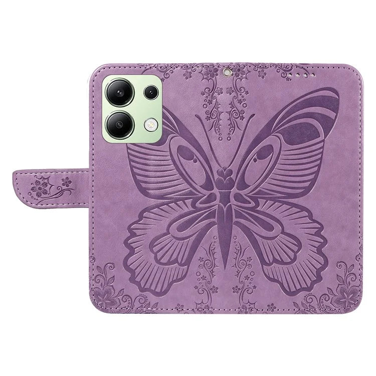 For Xiaomi Redmi Note 13 4G Imprinted Butterfly Pattern Wholesale Phone Case PU Leather Flip Phone Cover