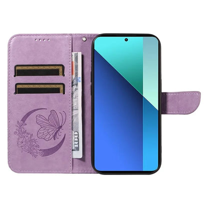 For Xiaomi Redmi Note 13 4G Imprinted Butterfly Pattern Wholesale Phone Case PU Leather Flip Phone Cover