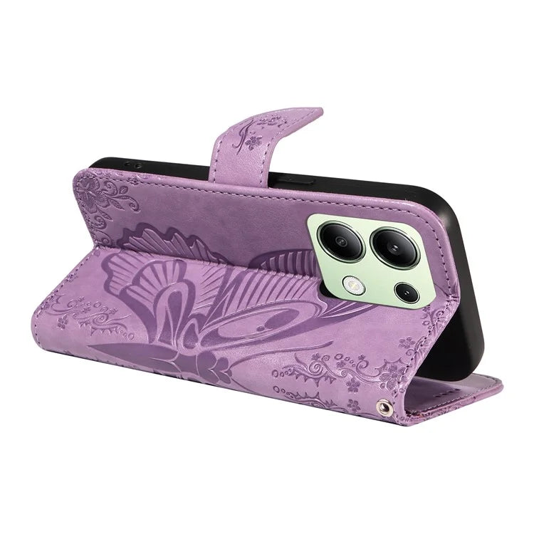 For Xiaomi Redmi Note 13 4G Imprinted Butterfly Pattern Wholesale Phone Case PU Leather Flip Phone Cover
