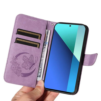For Xiaomi Redmi Note 13 4G Imprinted Butterfly Pattern Wholesale Phone Case PU Leather Flip Phone Cover