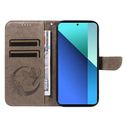 For Xiaomi Redmi Note 13 4G Imprinted Butterfly Pattern Wholesale Phone Case PU Leather Flip Phone Cover