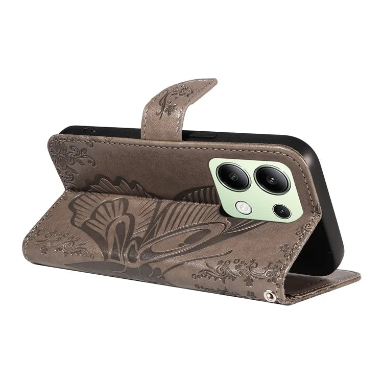 For Xiaomi Redmi Note 13 4G Imprinted Butterfly Pattern Wholesale Phone Case PU Leather Flip Phone Cover