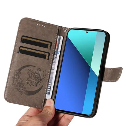 For Xiaomi Redmi Note 13 4G Imprinted Butterfly Pattern Wholesale Phone Case PU Leather Flip Phone Cover