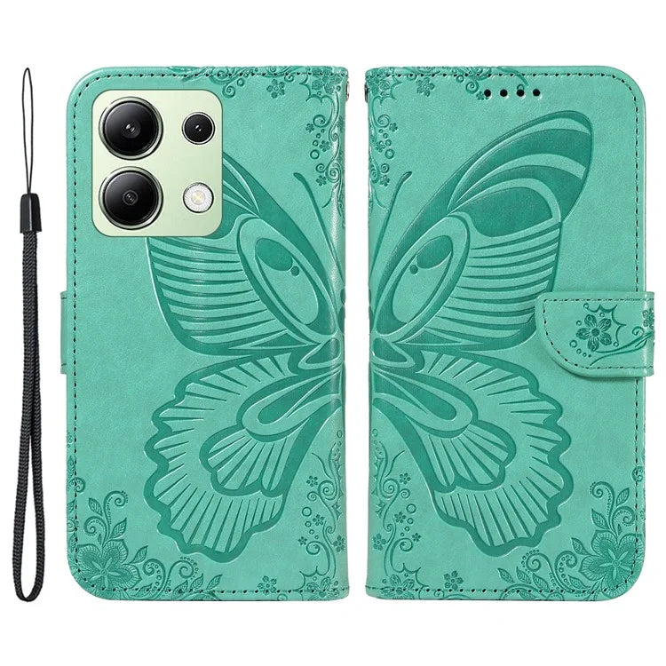 For Xiaomi Redmi Note 13 4G Imprinted Butterfly Pattern Wholesale Phone Case PU Leather Flip Phone Cover