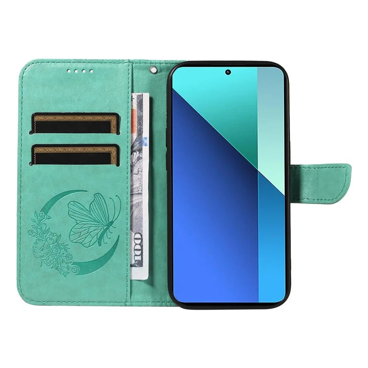 For Xiaomi Redmi Note 13 4G Imprinted Butterfly Pattern Wholesale Phone Case PU Leather Flip Phone Cover