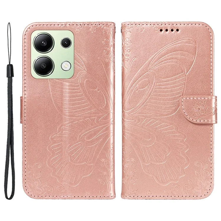 For Xiaomi Redmi Note 13 4G Imprinted Butterfly Pattern Wholesale Phone Case PU Leather Flip Phone Cover