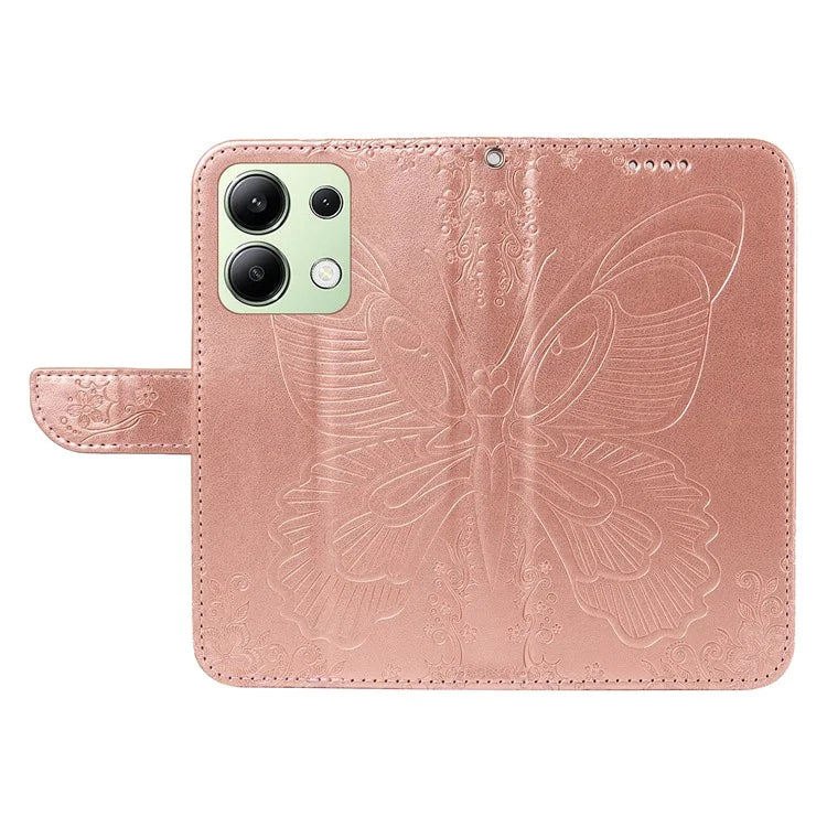 For Xiaomi Redmi Note 13 4G Imprinted Butterfly Pattern Wholesale Phone Case PU Leather Flip Phone Cover