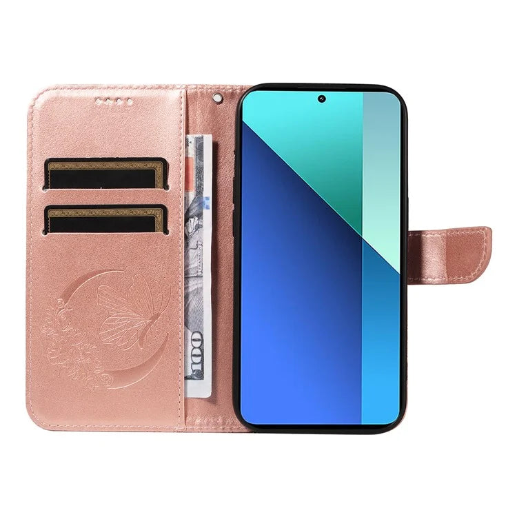 For Xiaomi Redmi Note 13 4G Imprinted Butterfly Pattern Wholesale Phone Case PU Leather Flip Phone Cover