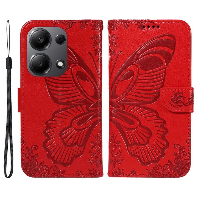 For Xiaomi Redmi Note 13 Pro 4G / Poco M6 Pro 4G Wholesale Phone Case Butterfly Pattern PU Leather Flip Phone Cover