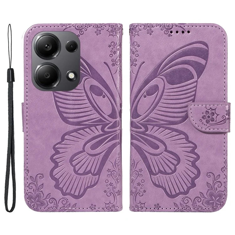 For Xiaomi Redmi Note 13 Pro 4G / Poco M6 Pro 4G Wholesale Phone Case Butterfly Pattern PU Leather Flip Phone Cover